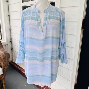 Cloth & Portrait Women’s XXL 2XL Pastel Blouse Blue Tan Green Casual